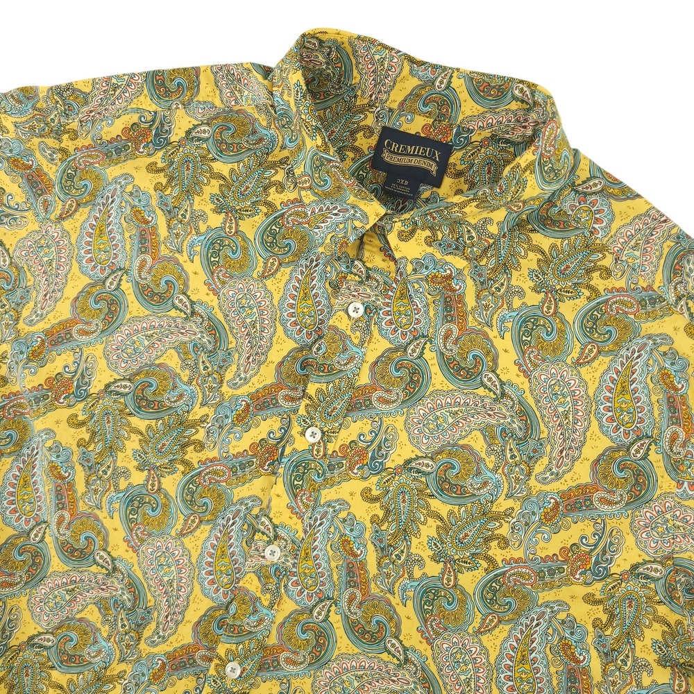 Cremieux Shirt Mens Big 3X Multicolor Paisley Short Sleeve Button Up Stretch